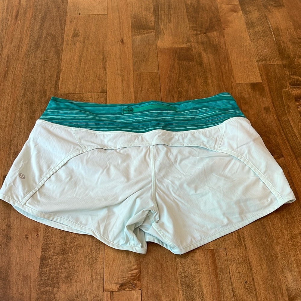 lululemon athletica Turquoise and White Athletic Shorts